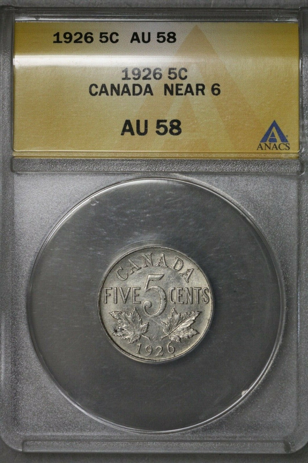 Canada 1926 5 Cents Near 6 ANACS AU 68 S514