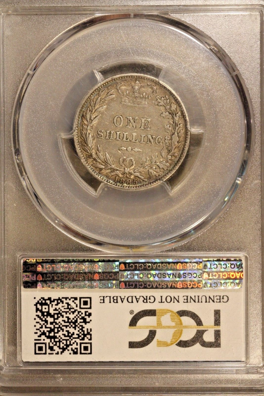1885 Great Britain Shilling PCGS Genuine Bent XF Detailed