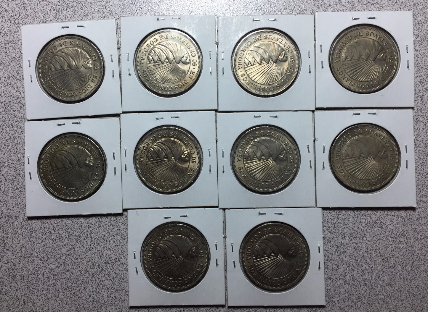 Lot of (10) 1965 NICARAGUA 50 Centavos #A101