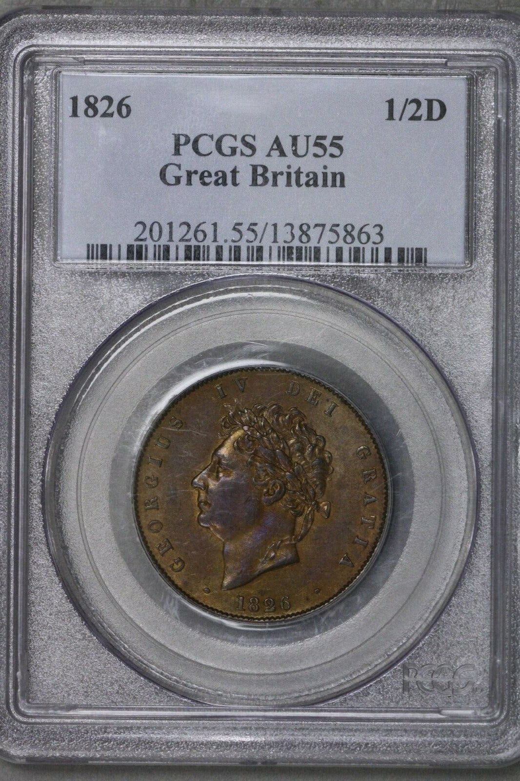 Great Britain 1826 Half Penny PCGS AU 55 S414