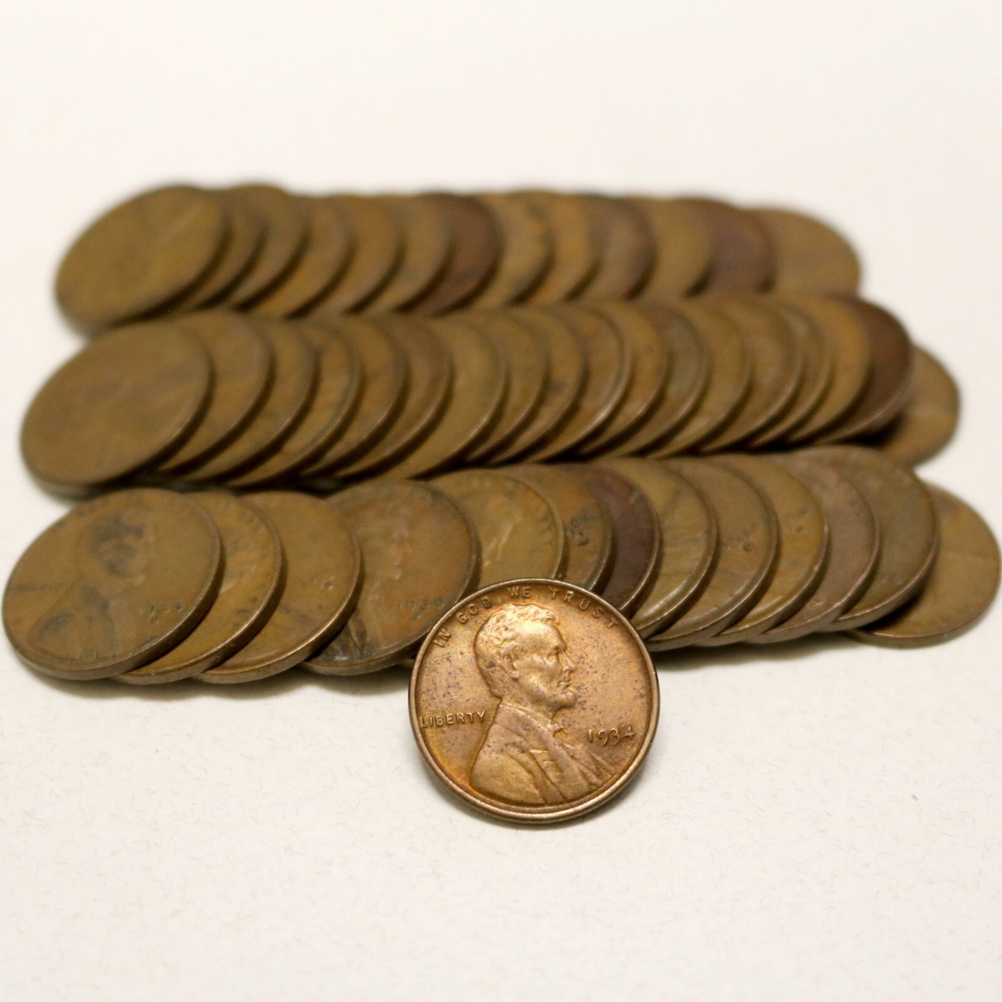 1930's Lincoln Pennies (x45) w/ many mint marks most middle grades F to XF B130
