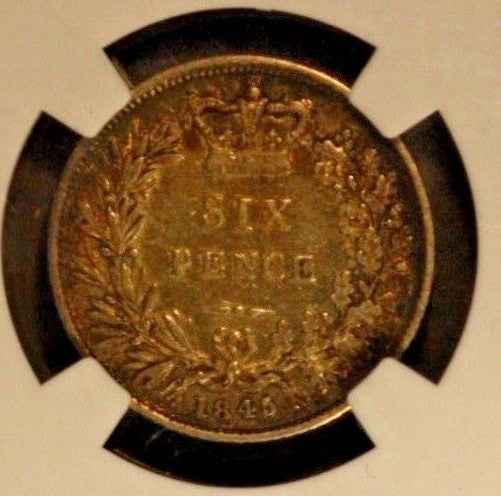 1845 Great Britain 6 Pence NGC AU Details