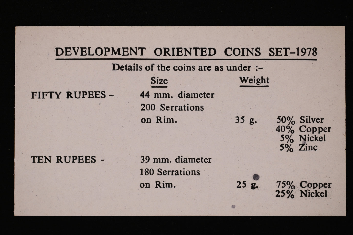 India 1978 Development Oriented Coin Set A3511
