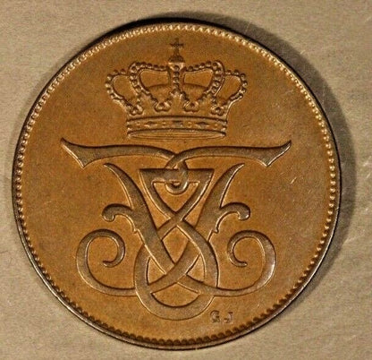 1908 Denmark 5 Ore Choice Brown High Grade    