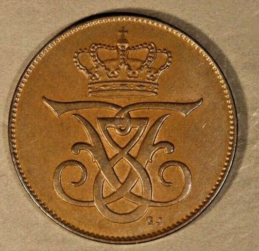 1908 Denmark 5 Ore Choice Brown High Grade    