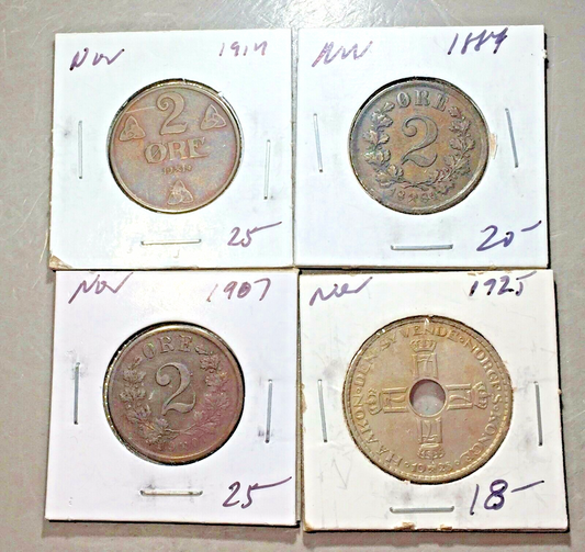 Lot of (4) NORWAY COINS  NICE COLLECTOR GROUP ORE    #A113 