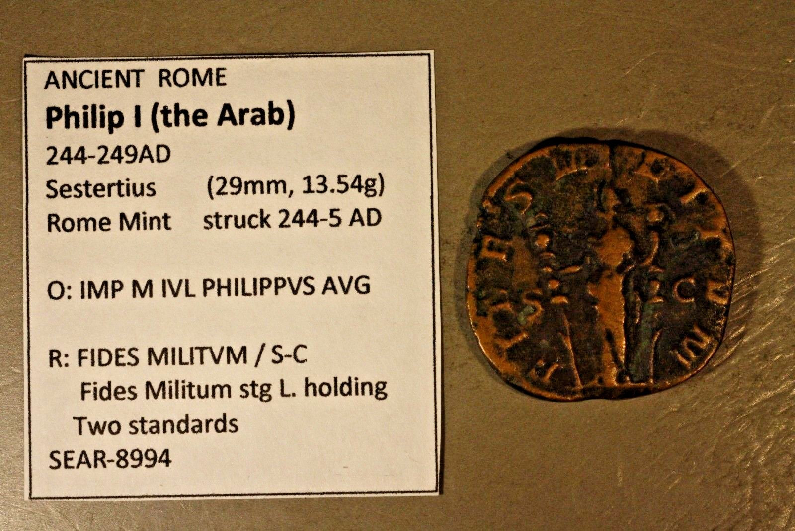ANCIENT ROME Philip I (the Arab) 244-249AD Bronze Sestertius ROME MINT   #B208