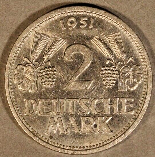 1951G West Germany 2 Mark Extra Nice Key Date        