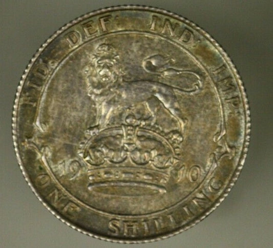 Great Britain Silver Shilling 1910  Choice Toned UNC    A1558