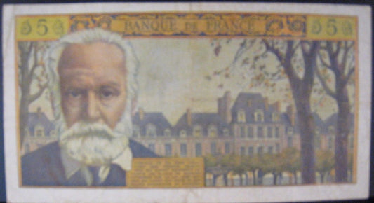 1960 France, Bank of  5 New Francs P-141a Few Pinholes  
