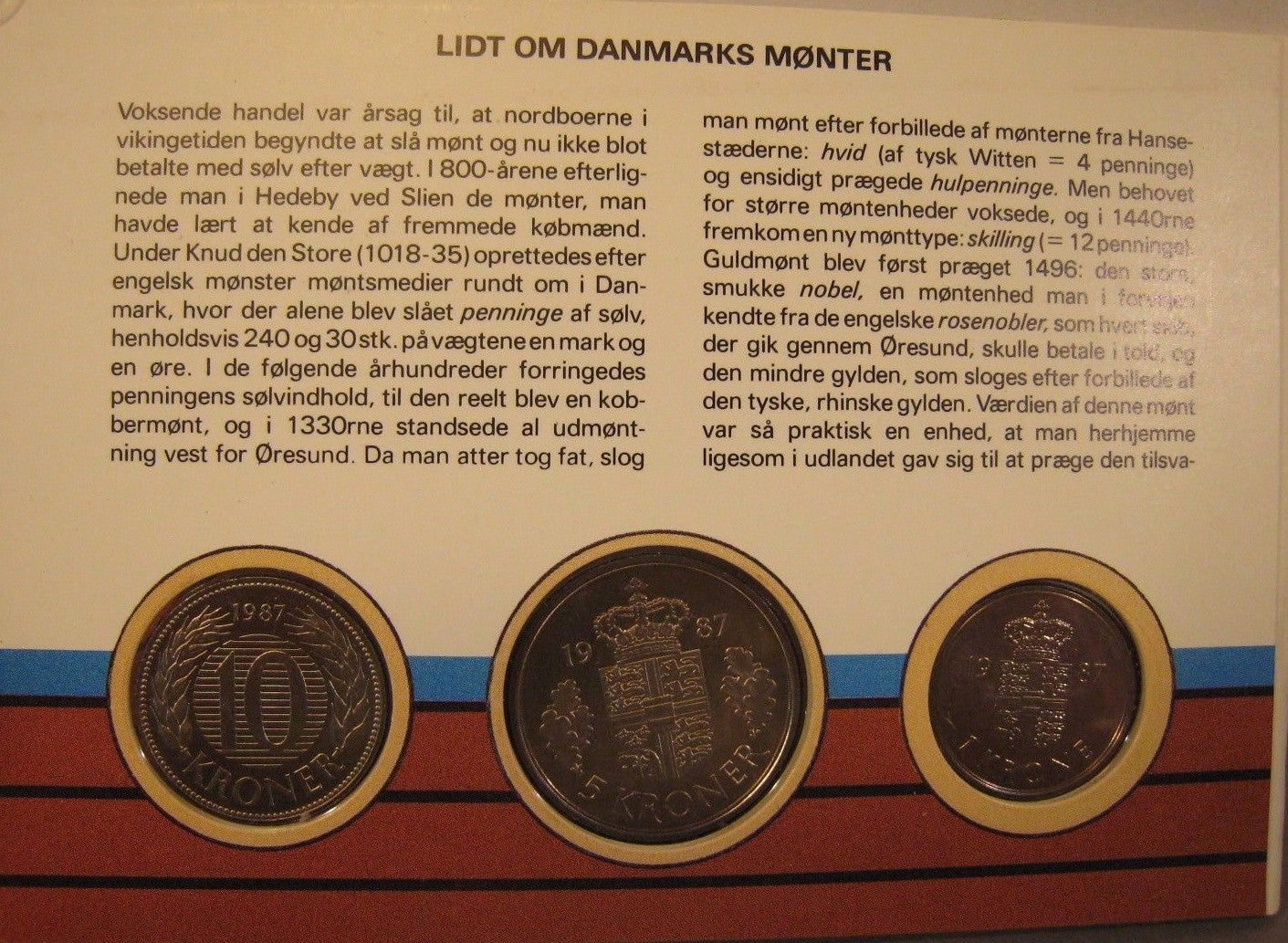 1987 Denmark Coin Set Uncirculated Year's Issued by Bank 