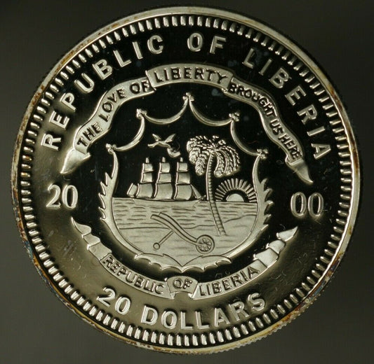 Liberia Silver Crown $20 2000  Olympic Hurdler  Proof  A1864