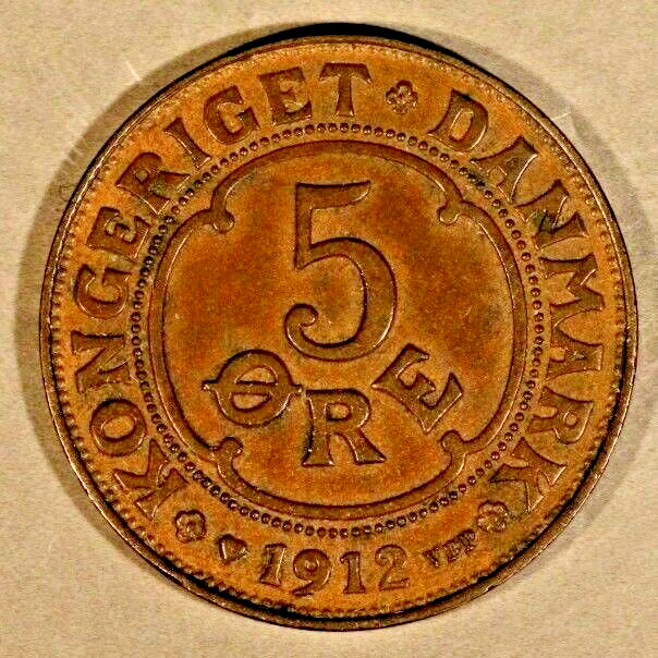 1912 Denmark 5 Ore Super !                 