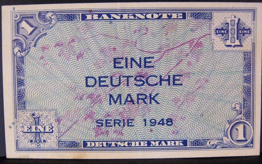 1948 Germany 1 Deutsche Mark Banknote (VF+) CRISP  P-2   