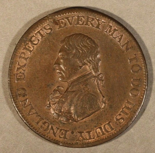 1812 Great Britain Nelson Naval Half Penny Token Nice  