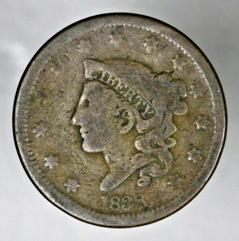 US 1838 Coronet Head Large Cent   A3140