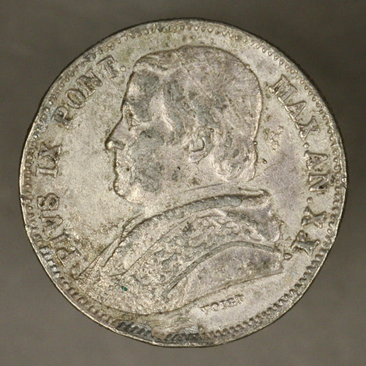 Italy Papal States 1865 yr 20 20 Baiocchi XF struck with rusty die
