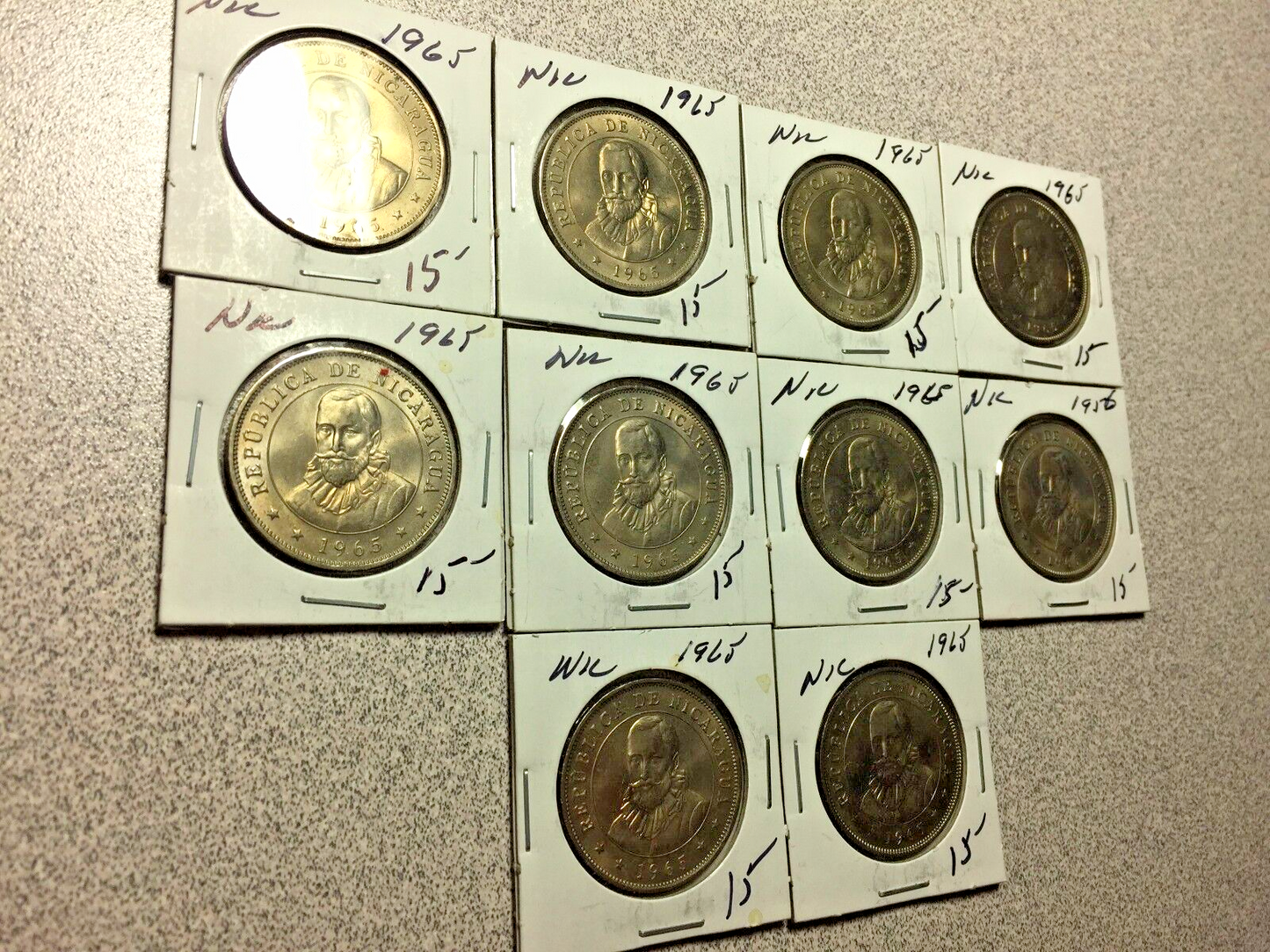 Lot of (10) 1965 NICARAGUA 50 Centavos   #A102 