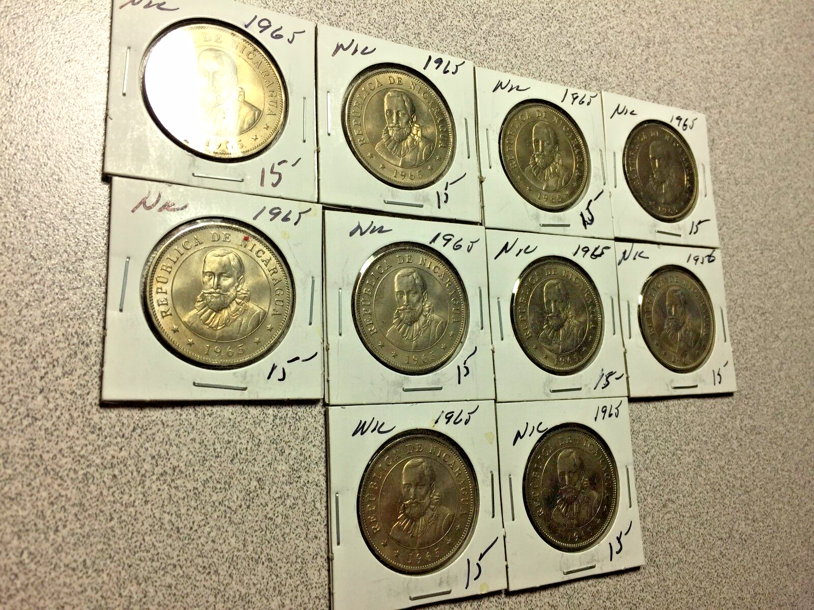 Lot of (10) 1965 NICARAGUA 50 Centavos   #A102 