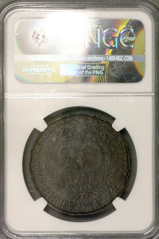 Azores 1795 20 Reis  VF Details Rim Damage Overstruck on 1791 10 Reis  NGC 