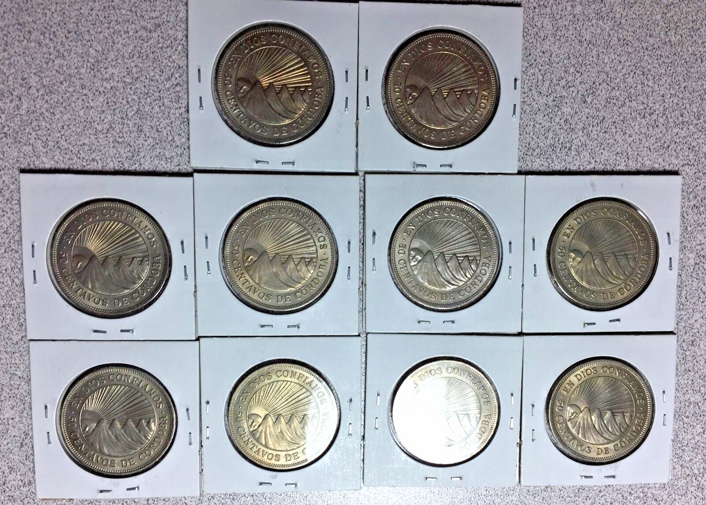 Lot of (10) 1965 NICARAGUA 50 Centavos   #A102 