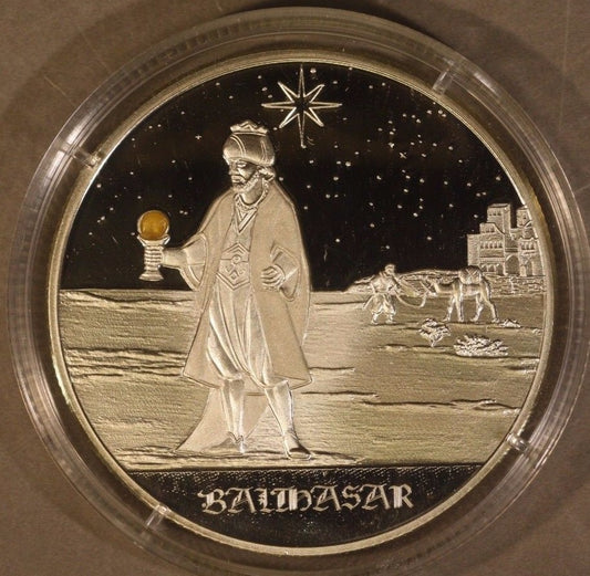  2005 Congo 10 Francs Silver ( 3 Holy Kings ) Wood Case 