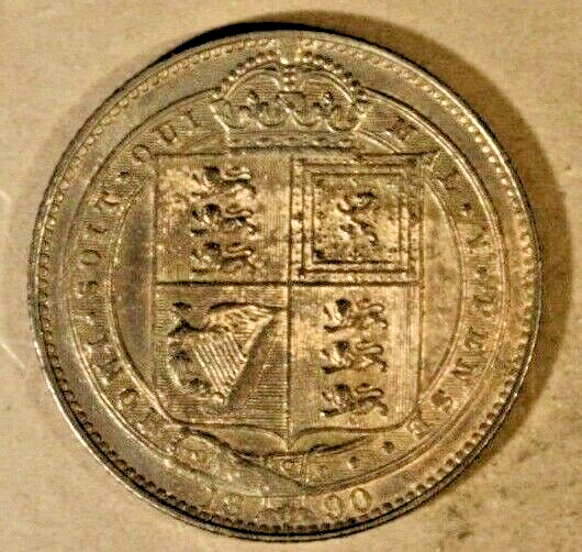 1890 Great Britain Shilling Very High Grade Toned 