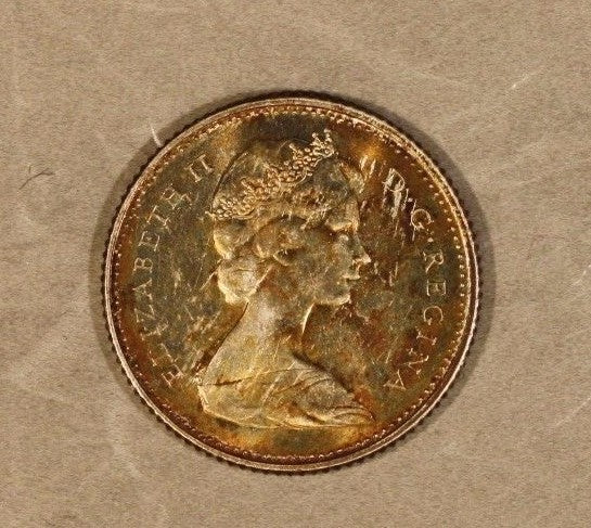 1968 Canada 10 Cents Silver Colorfully Toned Piece ! 
