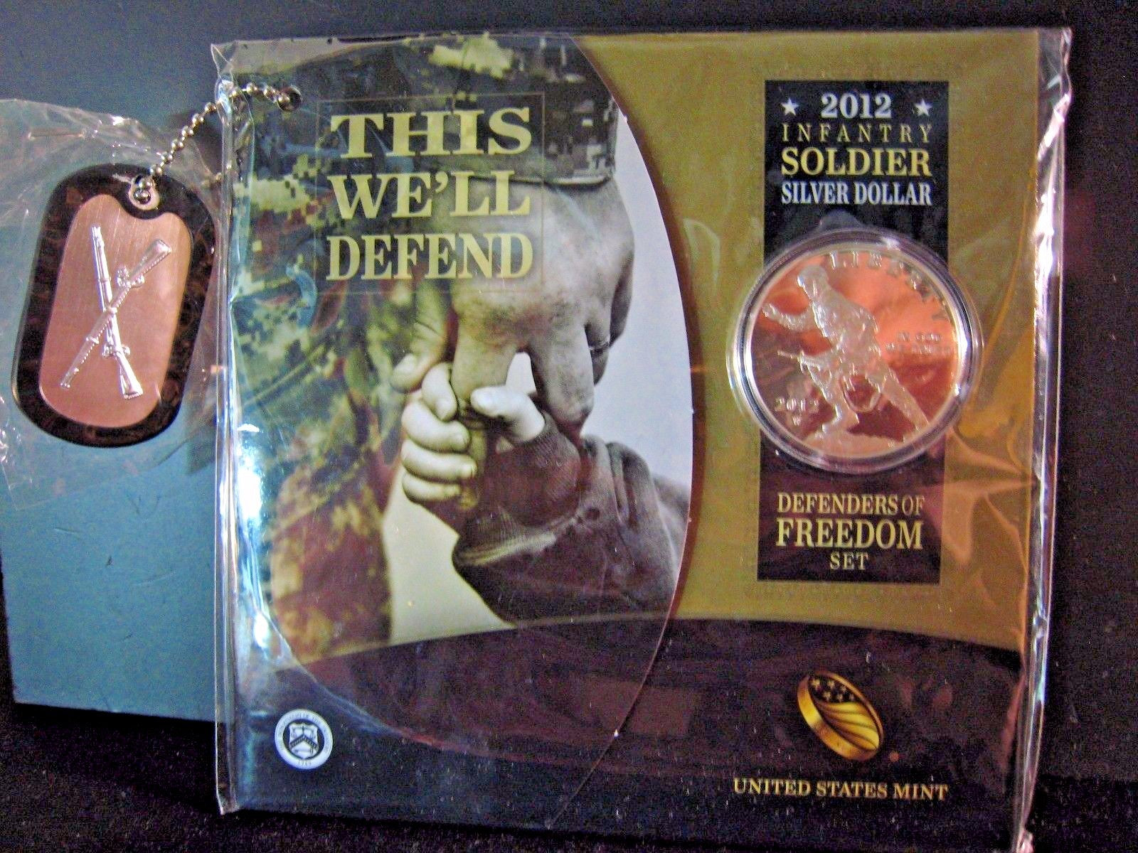 2012 U.S. Mint Infantry Soldier Silver Dollar w/dog tag 