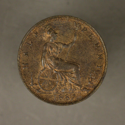 Great Britain 1887 half 1/2 Penny unc some red