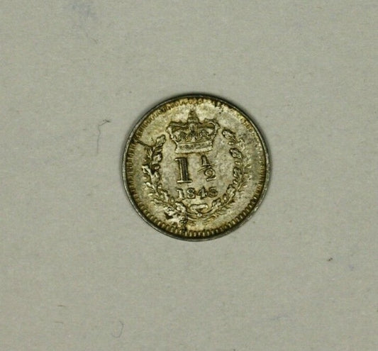 Great Britain Silver 1 1/2 Pence 1843  Victoria  Nice Quality  A1040