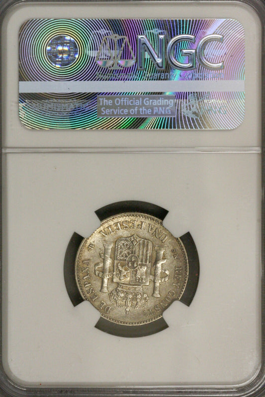 Spain 1885 (86) MSM Silver Peseta  NGC XF 40