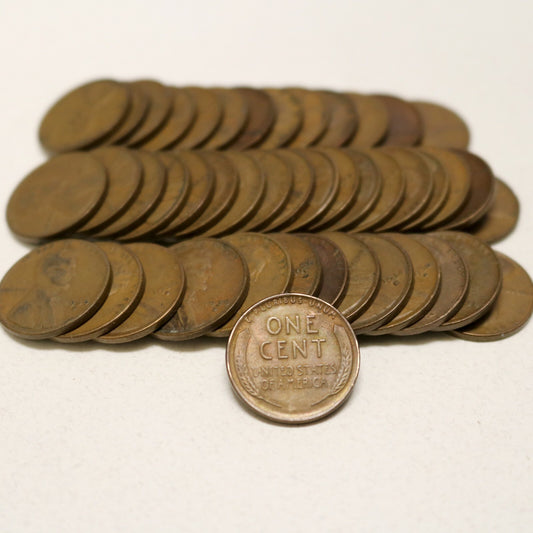 1930's Lincoln Pennies (x45) w/ many mint marks most middle grades F to XF  B130
