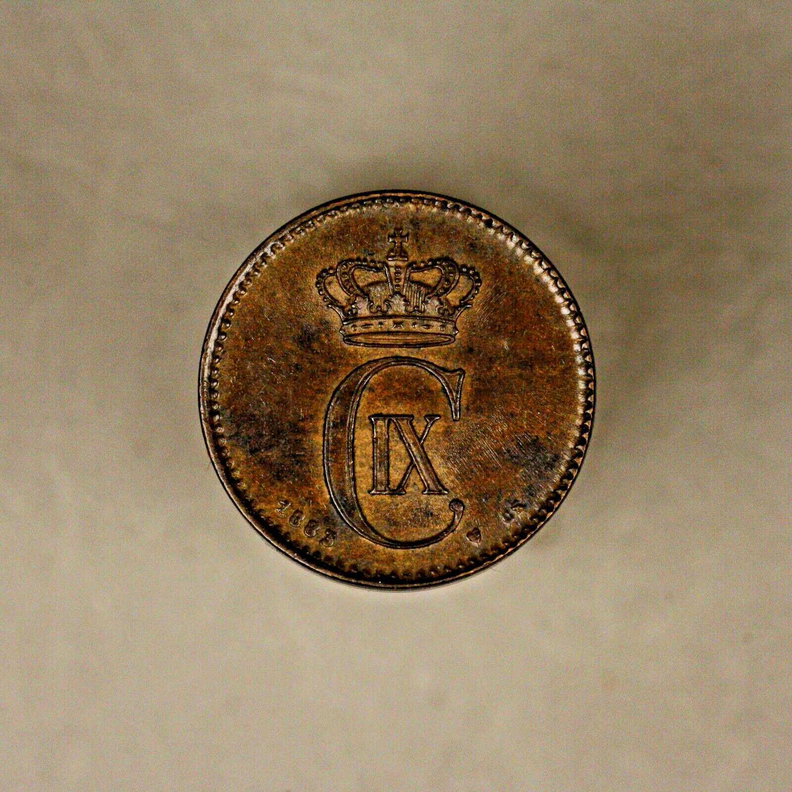 1883 Denmark 2 Ore High Grade   