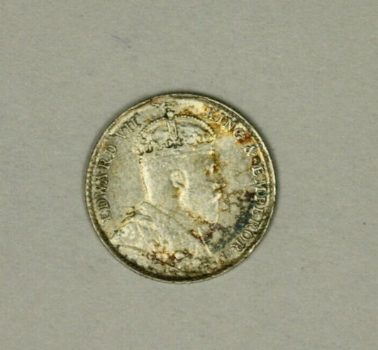 Straits Settlements Silver 5 Cents 1910  AU   Edward VII   A888