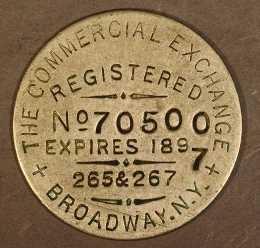 1897 "The Commercial Exchange" Broadway, New York Token 