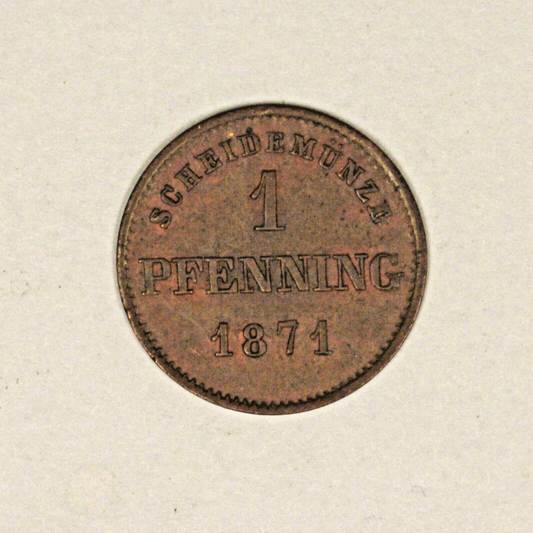German State Bavaria 1871 1 Pfenning 