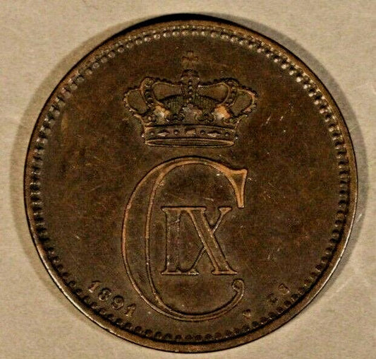 1891 C.S. Denmark 5 Ore Extra Nice Circulated Coin    