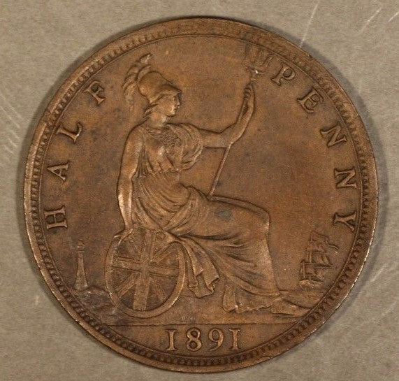 1891 Great Britain 1/2 Penny Brown Higher Grade     