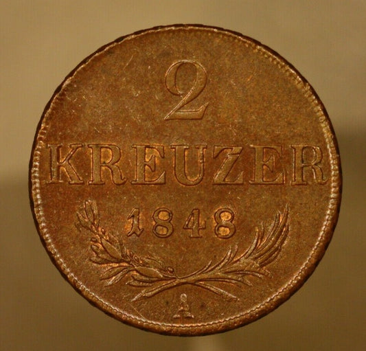 Austria 1848 A 2 Kreuzer Nice Unc A135