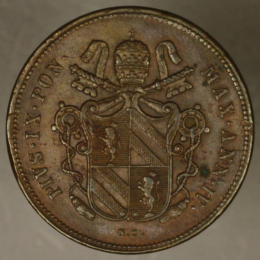 Italy - Papal States 2 Baiocchi 1850 R AU