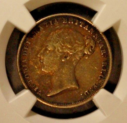 1845 Great Britain 6 Pence  NGC AU Details  