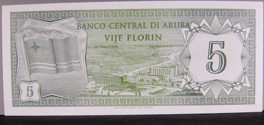 1986 Aruba 5 Florin CU Nice !       