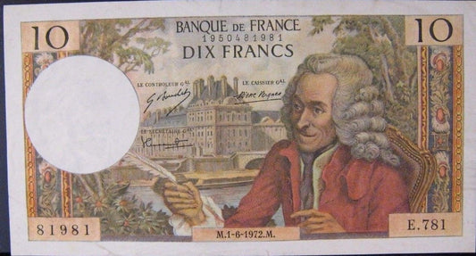 1972 France, Bank of 10 Francs P-147d Nice  