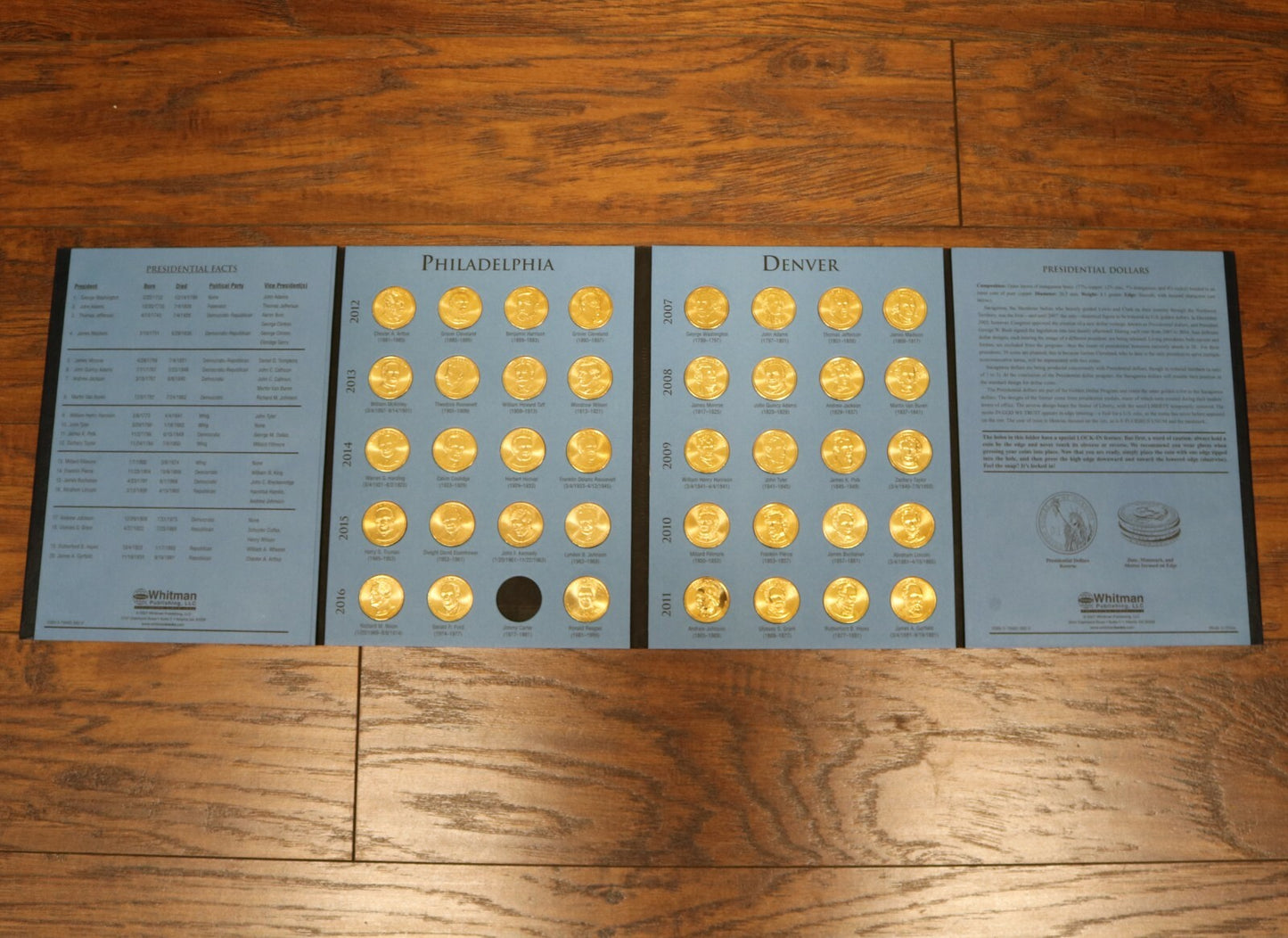 US Set of Presidential Dollars 78 Coins P & D Mint 2007-2016 in Folder  B274