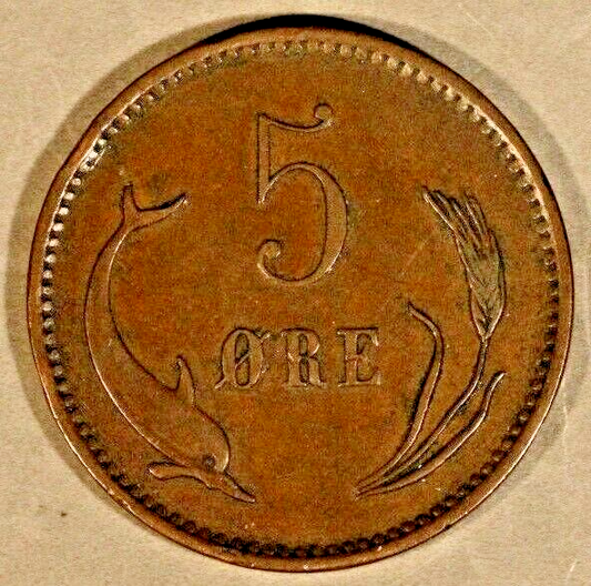 1899 Denmark 5 Ore Circulated            