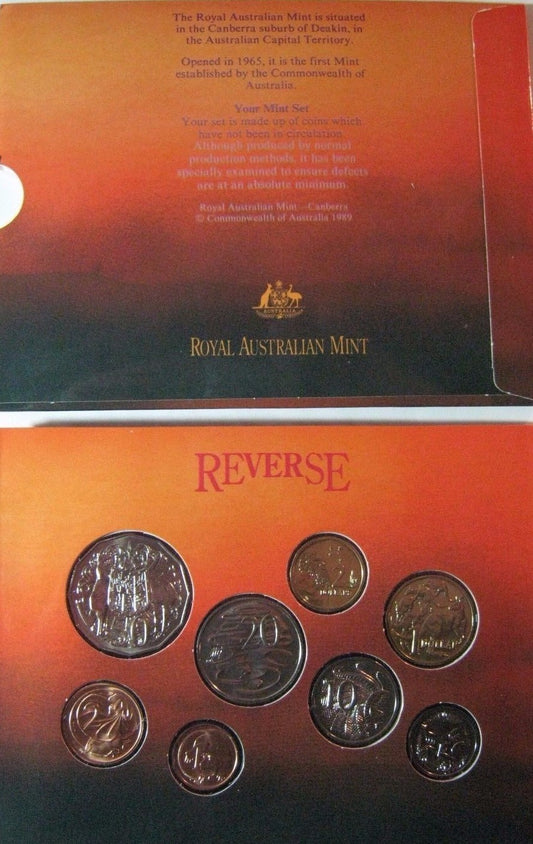 1989 Australia 8 Pc. Mint Set w/Orig.Folder & Sleeve   
