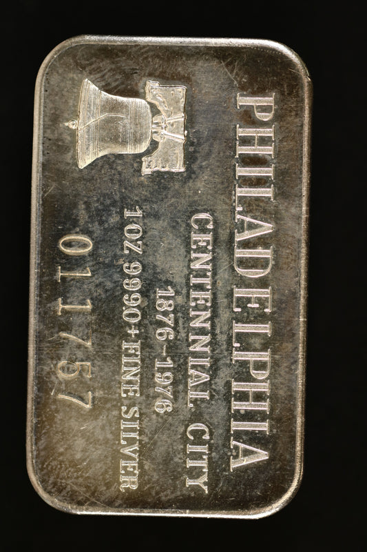 1976 Philadelphia Centennial City 1 oz .999 Fine Silver Art Bar